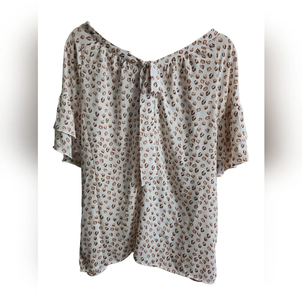 Loft outlet animal print ruffled sleeve blouse - Picture 3 of 4